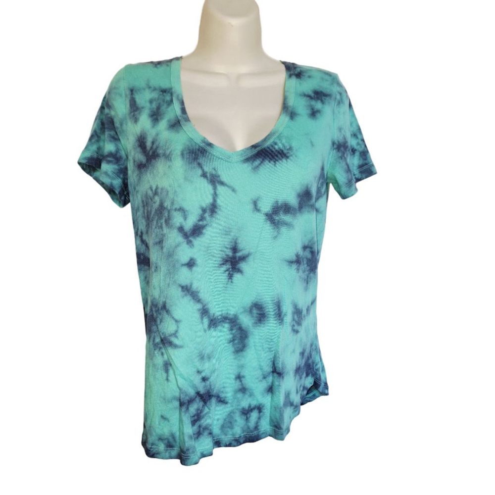 PINK Victoria's Secret Teal Navy Tie-Dye Short Sleeve Size S hippie boho tee